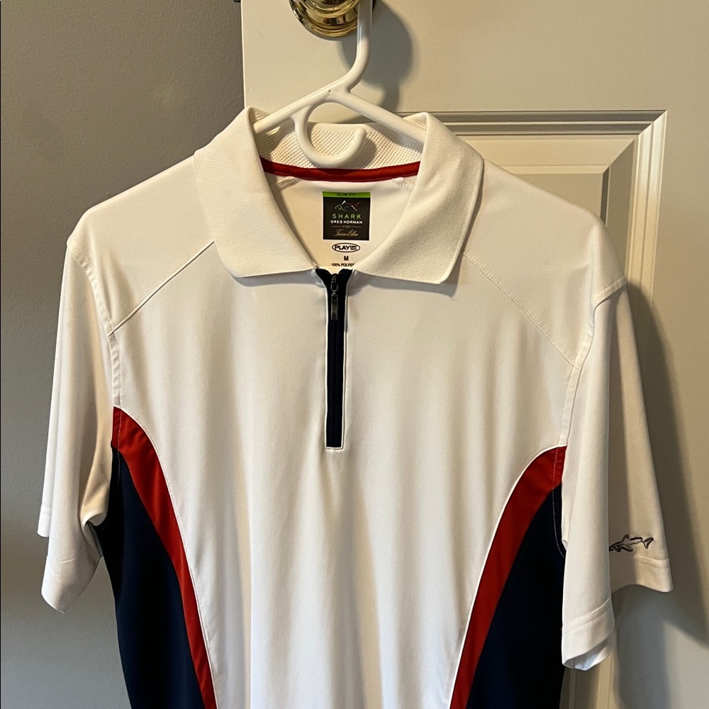 White and Red Men's Polo Shirt